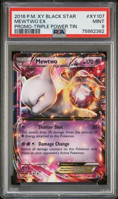2016 Pokemon Xy Black Star Promo Triple Power Tin Mewtwo Ex #XY107 card image
