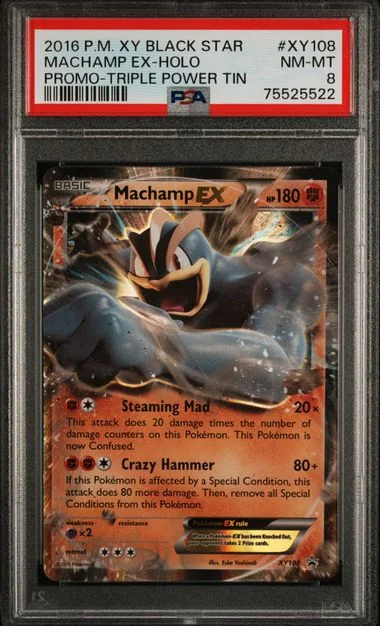 2016 Pokemon XY Black Star Promo Triple Power Tin Rare Holofoil Machamp EX #XY108 card image