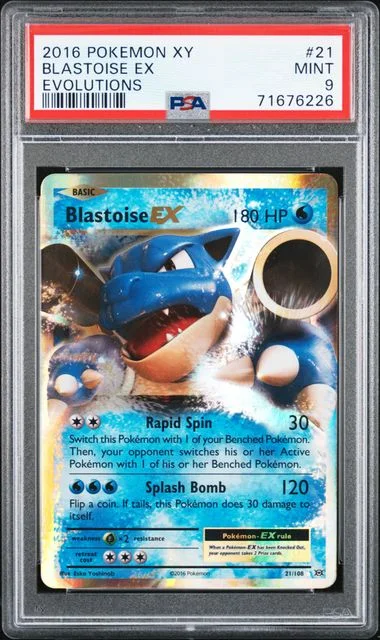 2016 Pokemon XY Evolutions Full Art Rare Holofoil Blastoise EX #21 card image