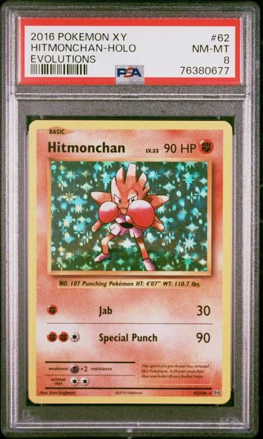 2016 Pokemon XY Evolutions Rare Holofoil Hitmonchan #62 card image