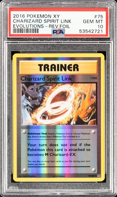 2016 Pokemon Xy Evolutions Reverse Foil Charizard Spirit Link #75 card image