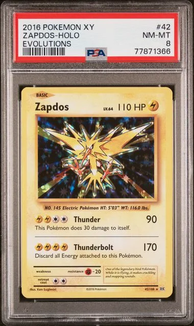 2016 Pokemon Xy Evolutions Zapdos-Holo #42 card image