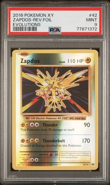 2016 Pokemon Xy Evolutions Zapdos-Reverse #42 card image