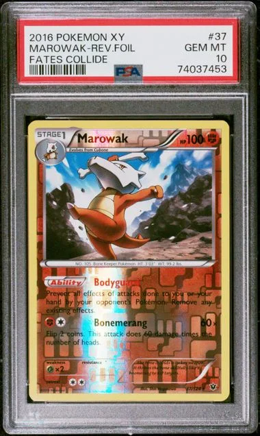 2016 Pokemon Xy Fates Collide Reverse Foil Marowak #37 card image