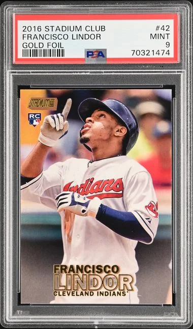 2016 Stadium Club Francisco Lindor Gold Foil #42 card image