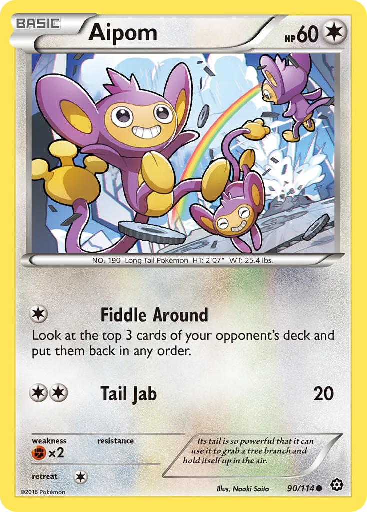 2016 Steam Siege Aipom Common #090/114 Common card image