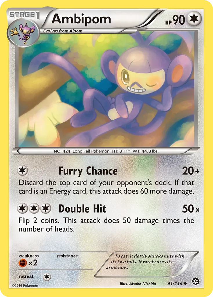 2016 Steam Siege Ambipom Uncommon #091/114 Uncommon card image