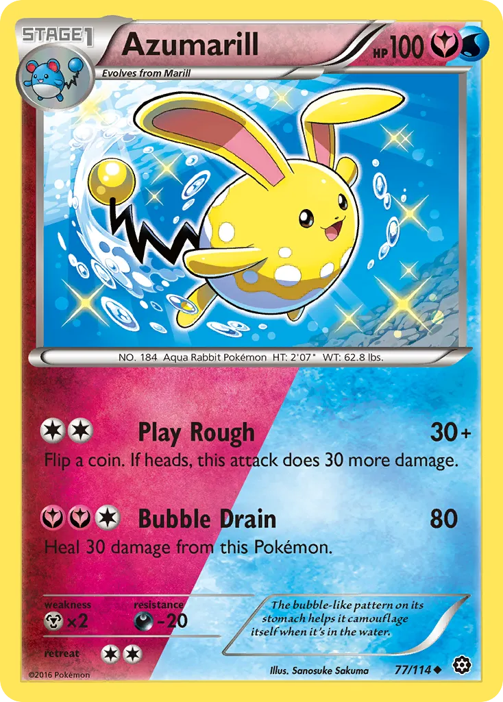 2016 Steam Siege Azumarill Uncommon #077/114 Uncommon card image