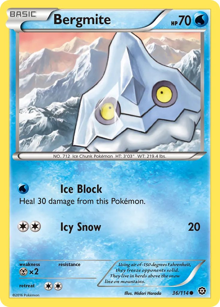 2016 Steam Siege Bergmite Common #036/114 Common card image