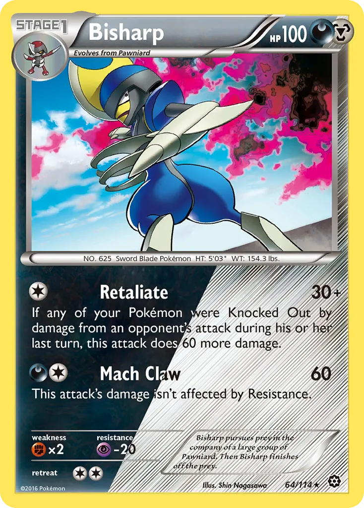 2016 Steam Siege Bisharp #064/114 Rare Holo card image