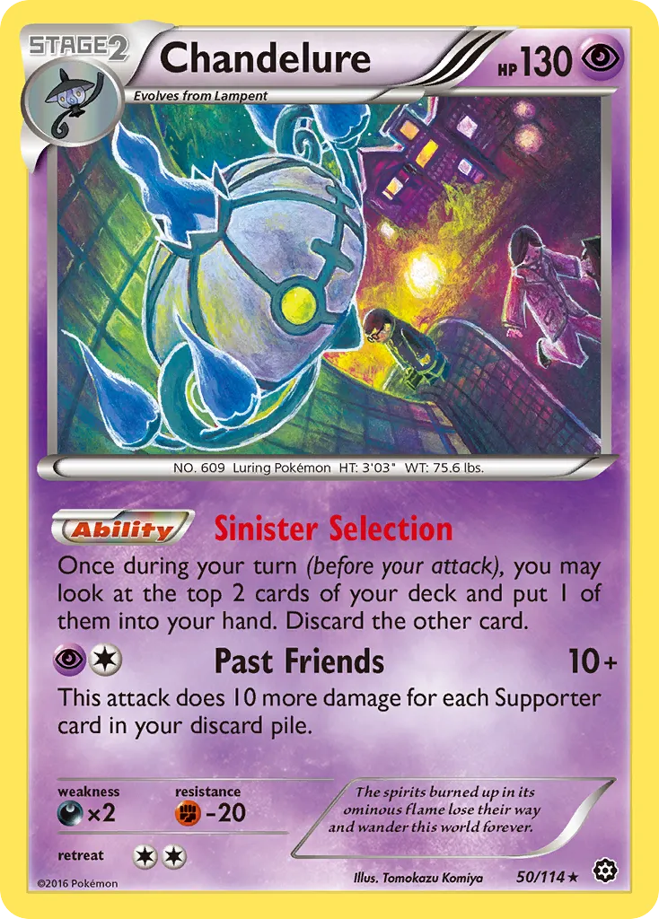 2016 Steam Siege Chandelure #050/114 Rare Holo card image
