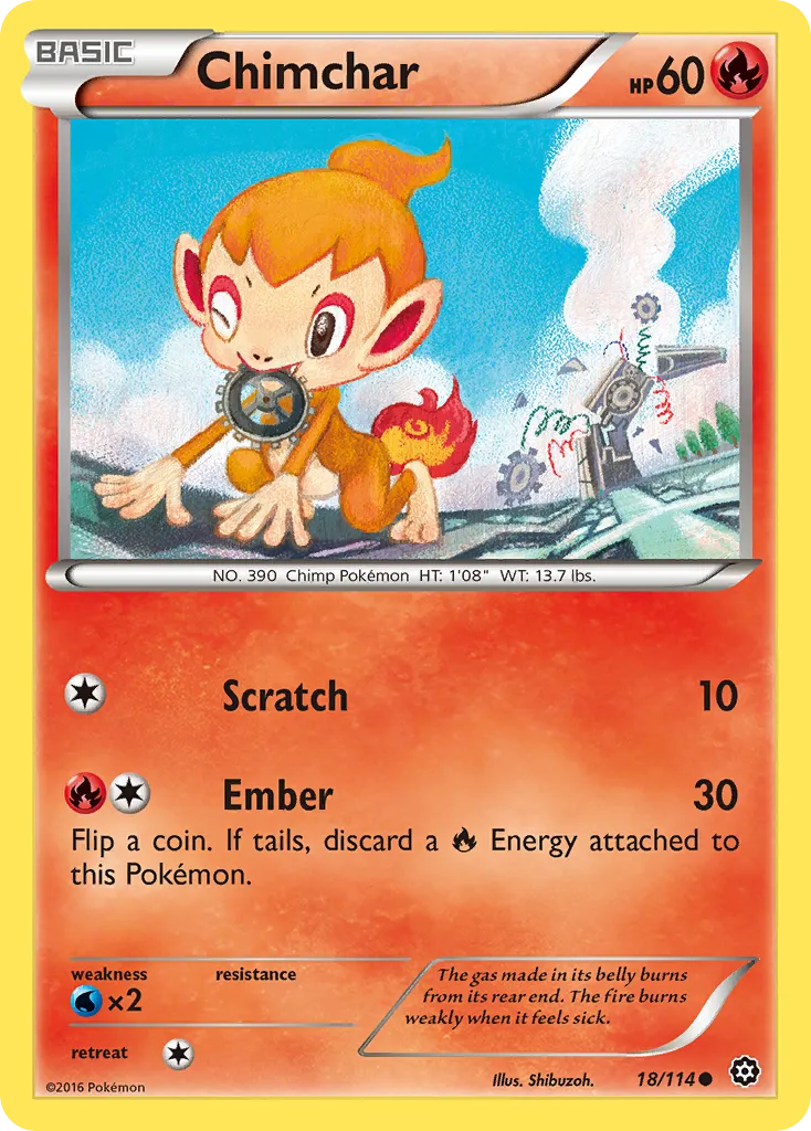2016 Steam Siege Chimchar Common #018/114 Common card image