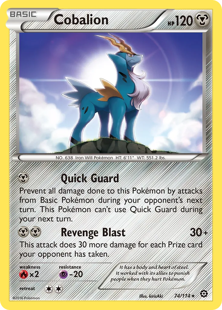 2016 Steam Siege Cobalion #074/114 Rare card image