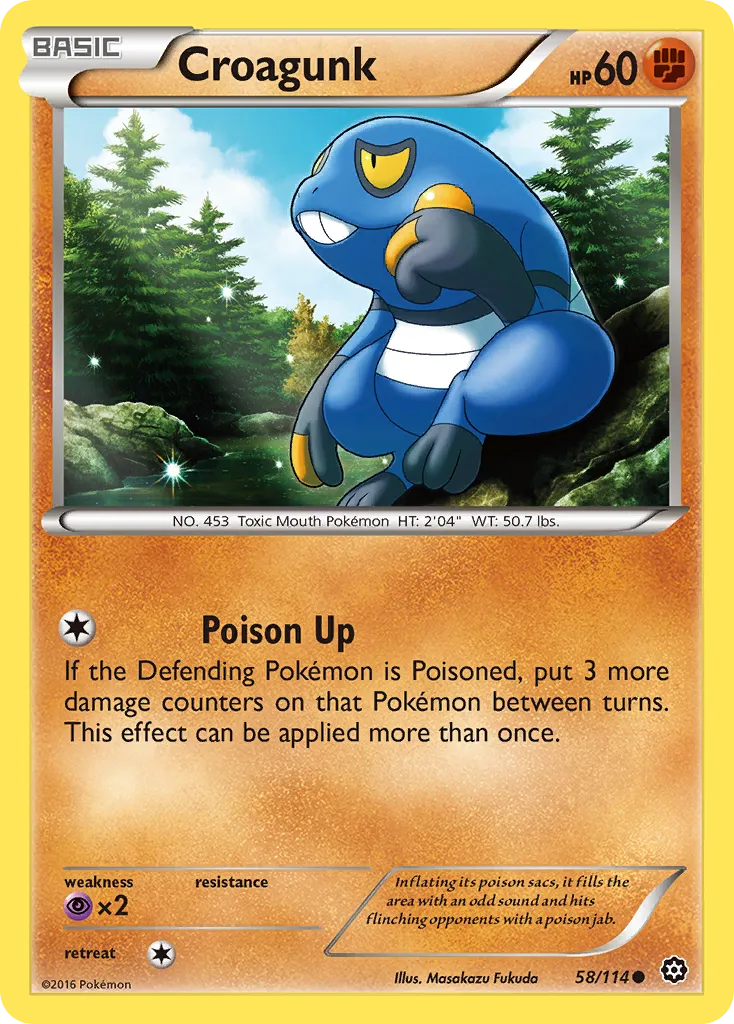 2016 Steam Siege Croagunk Common #058/114 Common card image
