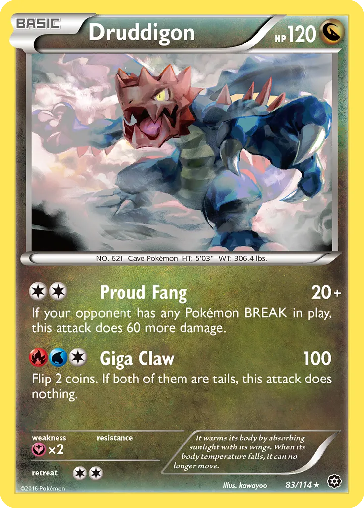2016 Steam Siege Druddigon Rare #083/114 Rare card image