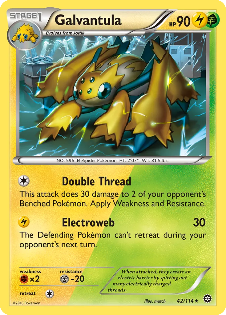 2016 Steam Siege Galvantula Rare #042/114 Rare card image