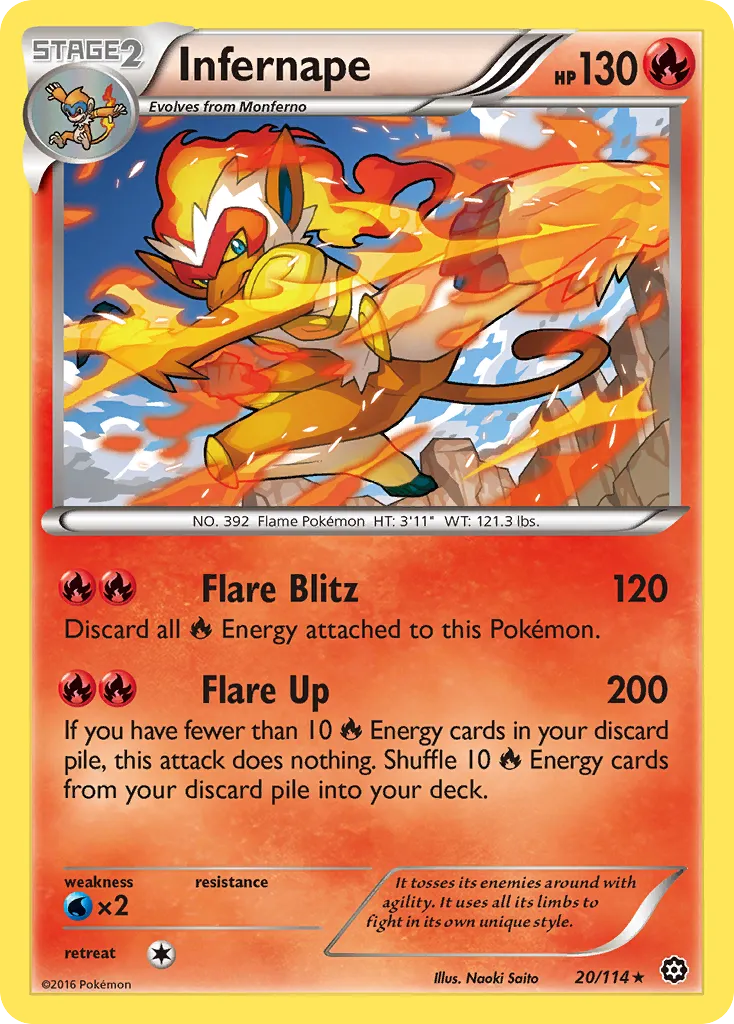 2016 Steam Siege Infernape #020/114 Rare Holo card image