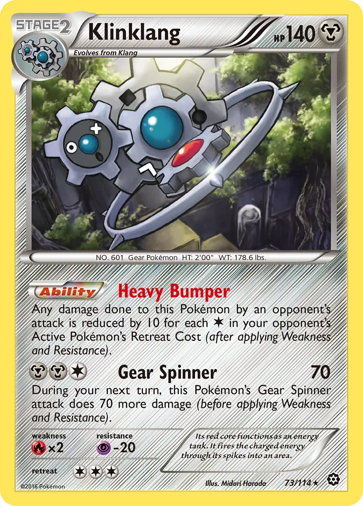 2016 Steam Siege Klinklang #073/114 Rare Holo card image