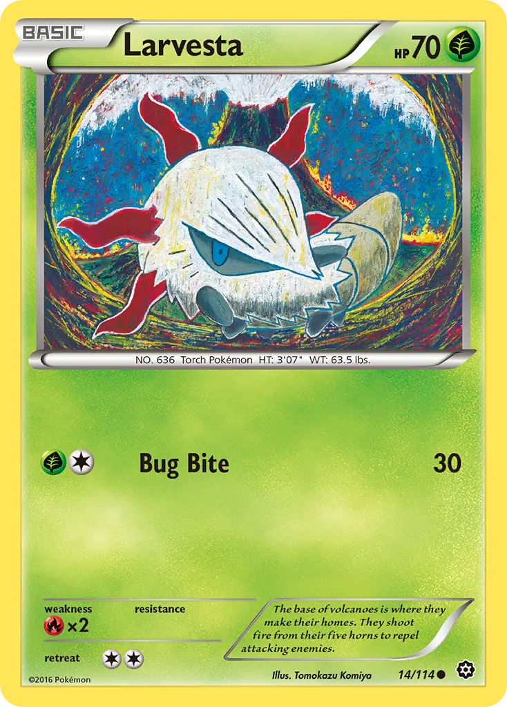 2016 Steam Siege Larvesta #014/114 Common card image