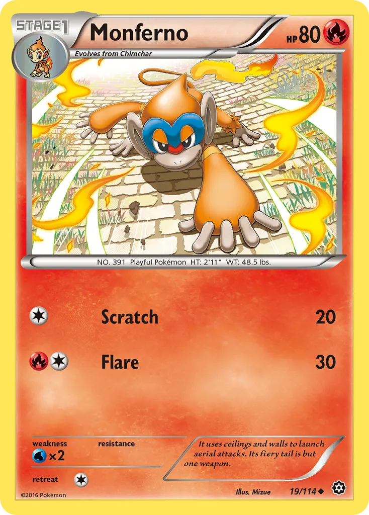 2016 Steam Siege Monferno Uncommon #019/114 Uncommon card image