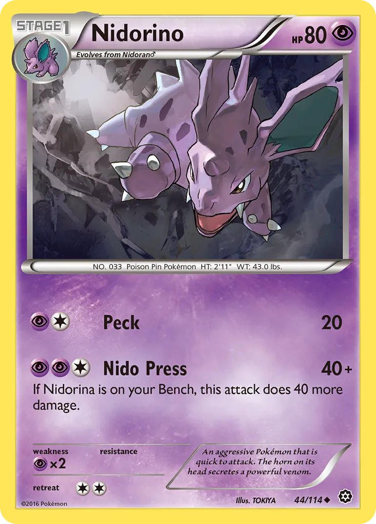 2016 Steam Siege Nidorino #044/114 Uncommon card image