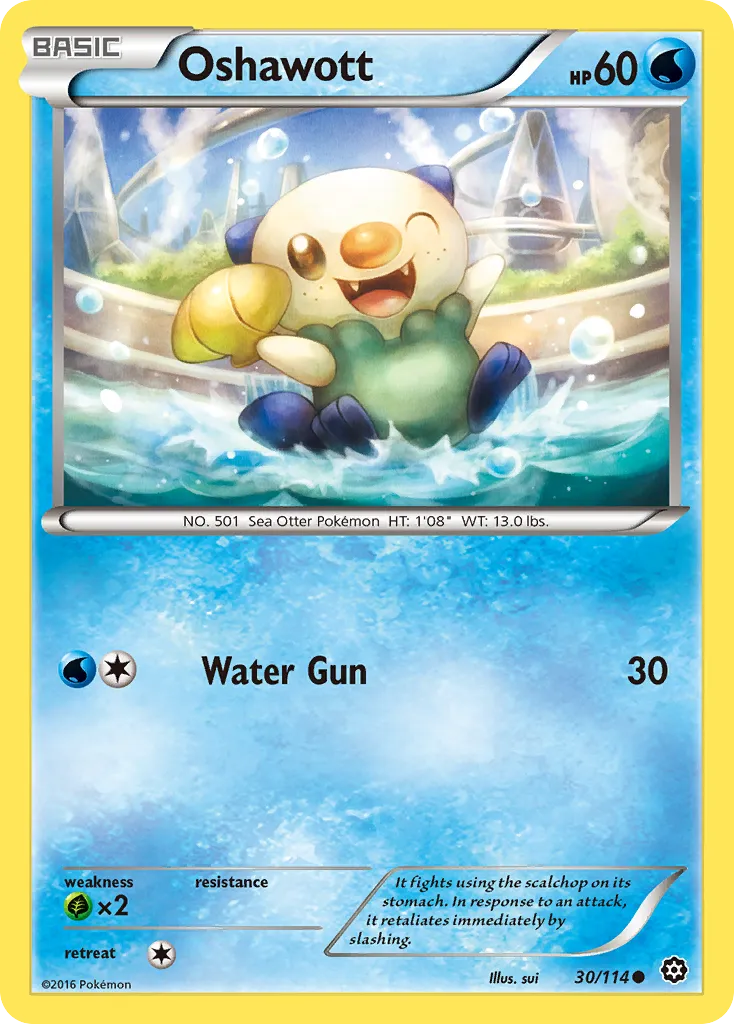 2016 Steam Siege Oshawott Common #030/114 Common card image