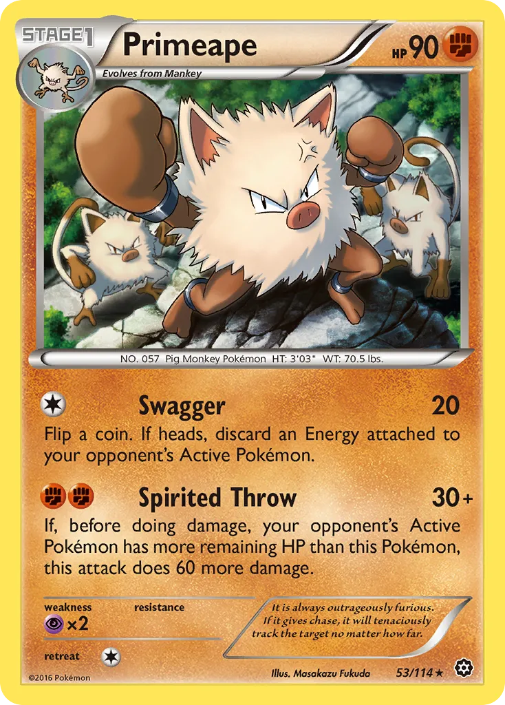 2016 Steam Siege Primeape #053/114 Rare card image