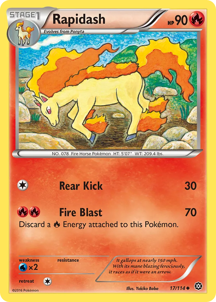 2016 Steam Siege Rapidash Uncommon #017/114 Uncommon card image