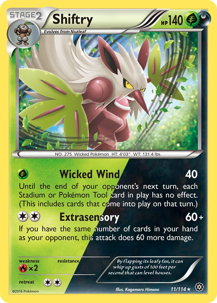 2016 Steam Siege Shiftry Rare Holo #011/114 Rare Holo card image