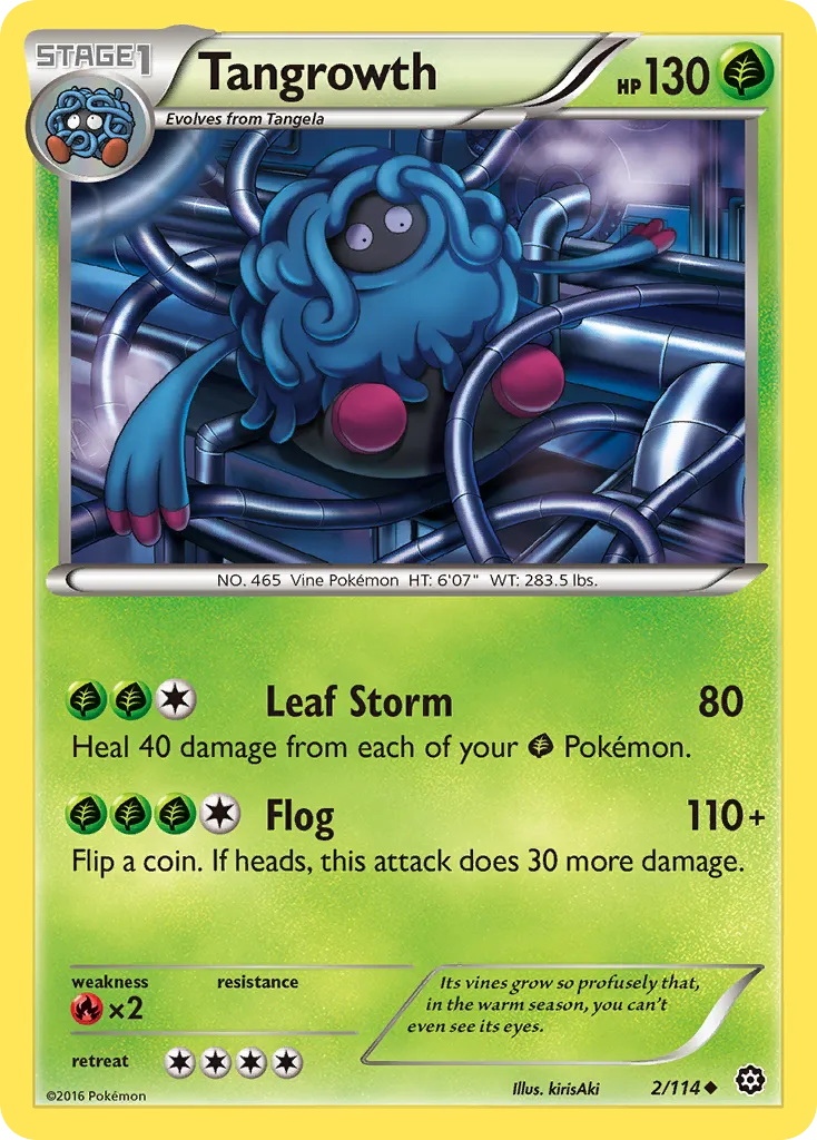 2016 Steam Siege Tangrowth Uncommon #002/114 Uncommon card image