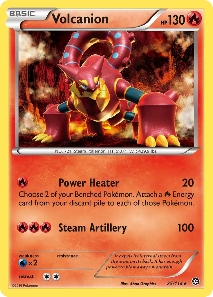 2016 Steam Siege Volcanion #025/114 Rare card image