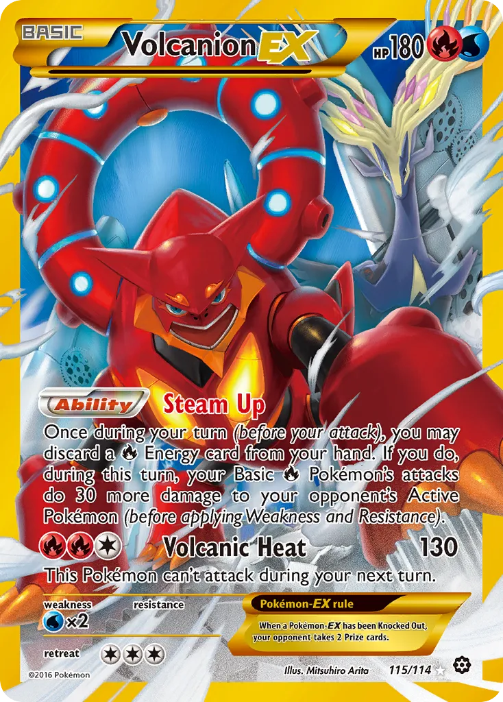 2016 Steam Siege Volcanion-EX #115/114 Rare Secret card image