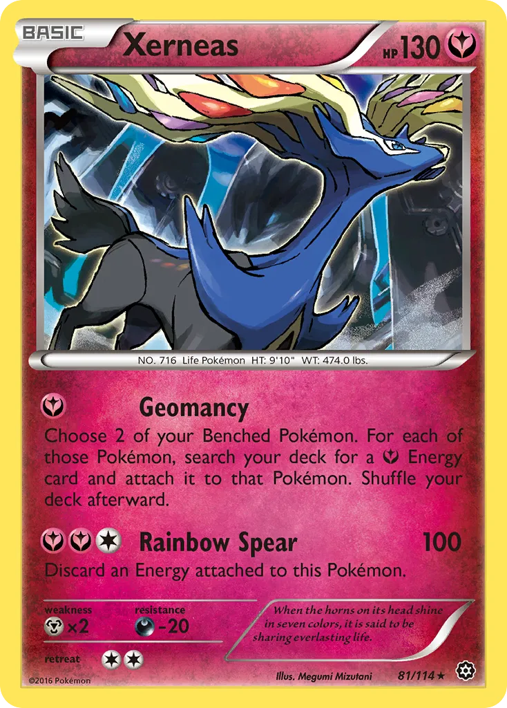 2016 Steam Siege Xerneas #081/114 Rare Holo card image