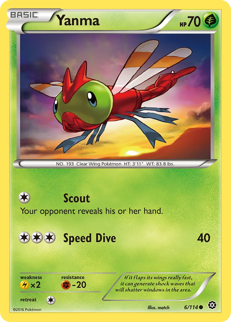 2016 Steam Siege Yanma Common #006/114 Common card image