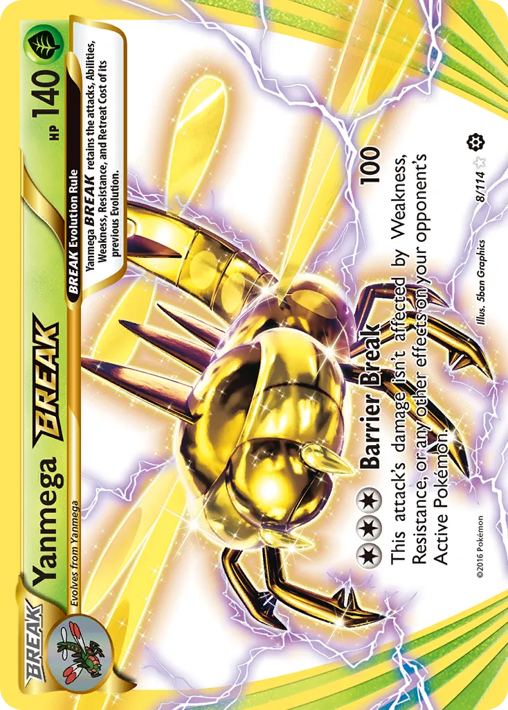 2016 Steam Siege Yanmega BREAK Rare BREAK #008/114 Rare BREAK card image