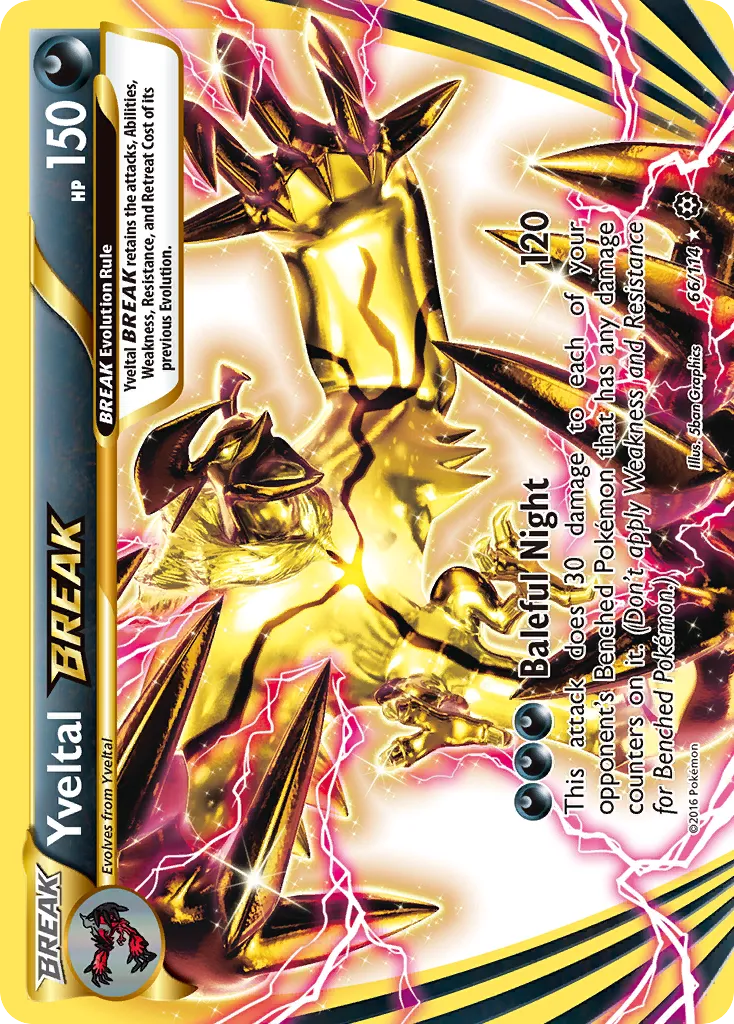 2016 Steam Siege Yveltal BREAK Rare BREAK #066/114 Rare BREAK card image