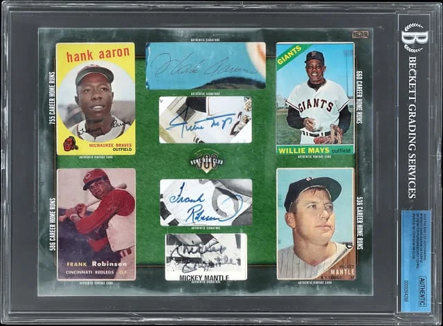 2016 The Bar Cut Autographs 500 Home Run Club Hank Aaron/Frank Robinson/Willie Mays/Mickey Mantle Multi-Signed #TB16-017 card image