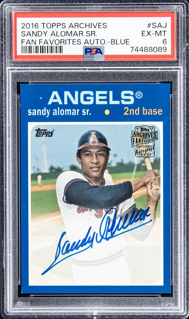 2016 Topps Archives Sandy Alomar Sr Fan Favorite Auto - Blue #SAJ card image