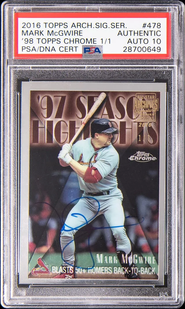 2016 Topps Archives Signature Series Mark McGwire 98 Topps Chrome #478 card image