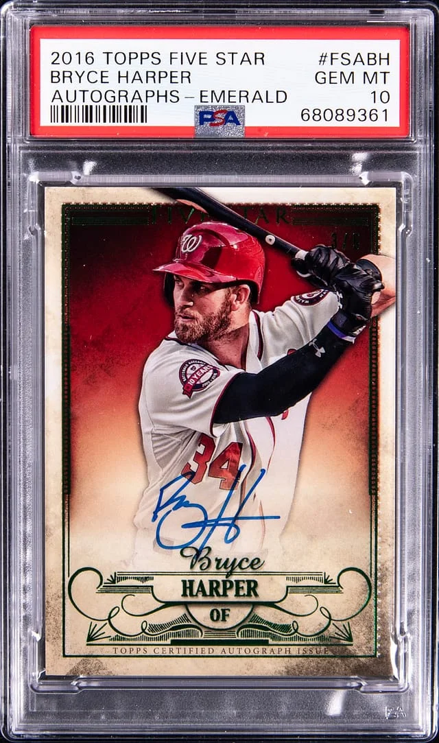 2016 Topps Bryce Harper Five Star Autographs Emerald #FSABH card image