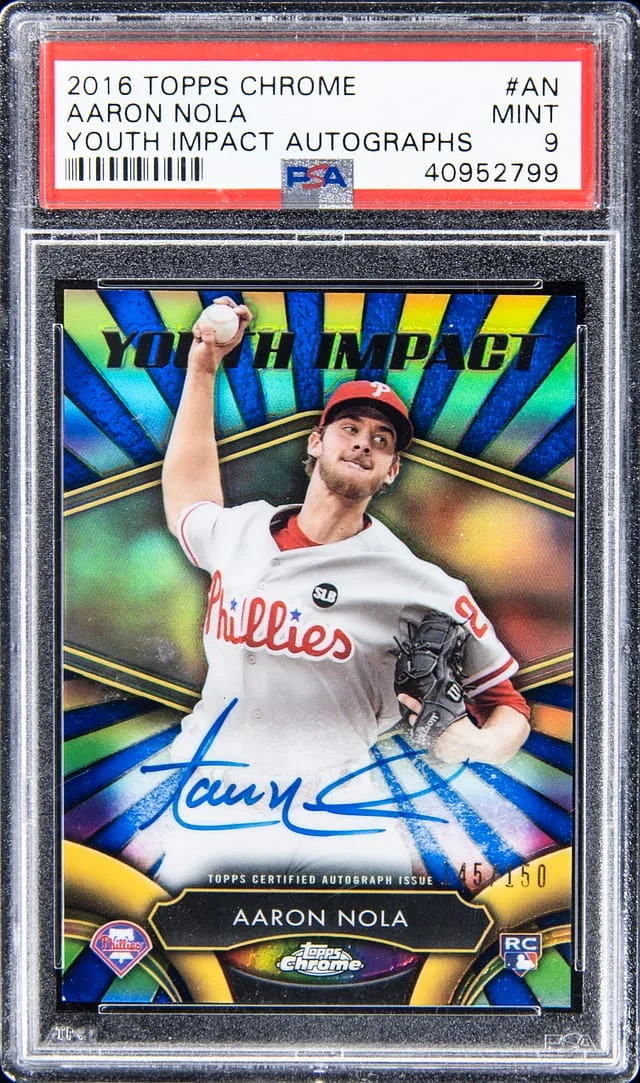 2016 Topps Chrome Aaron Nola Youth Impact Autographs #AN card image