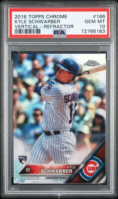2016 Topps Chrome Kyle Schwarber Vertical Refractor #166 card image