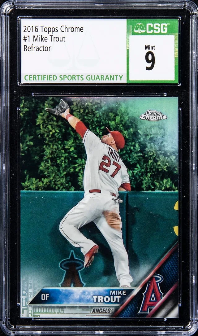 2016 Topps Chrome Mike Trout Jumping #1 card image