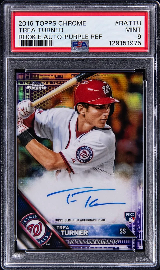 2016 Topps Chrome Trea Turner Autograph Purple Refractor #RA-TTU card image