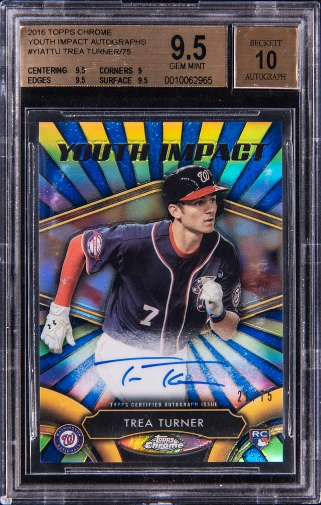 2016 Topps Chrome Trea Turner Youth Impact Autographs #YIATTU card image