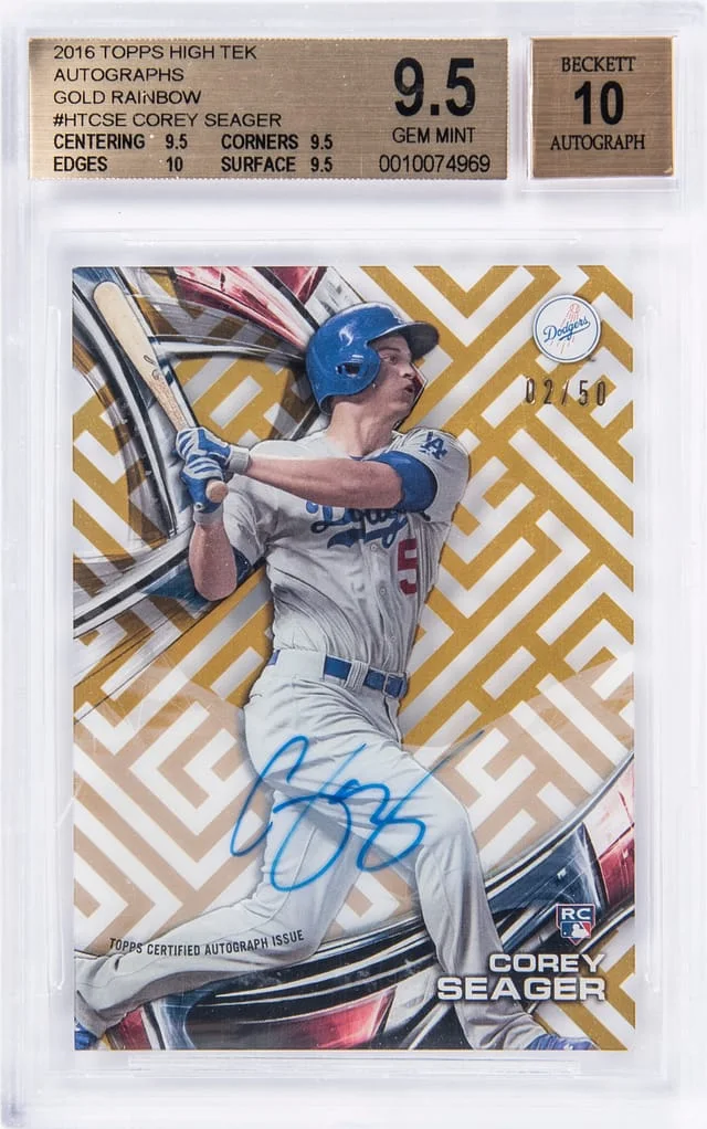 2016 Topps Corey Seager High Tek Gold Rainbow Autographs #HT-CSE card image