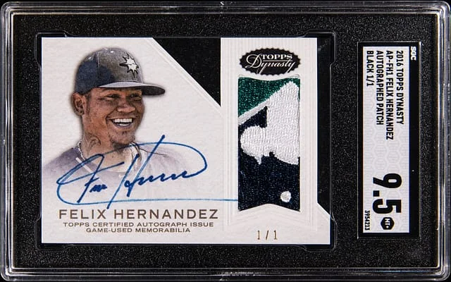 2016 Topps Dynasty Felix Hernandez Autograph Patch Black #AP-FH1 card image