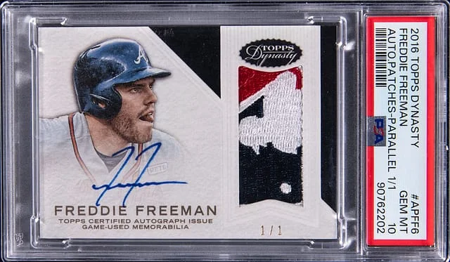 2016 Topps Dynasty Freddie Freeman Autograph Patches Parallel #AP-FF6 card image