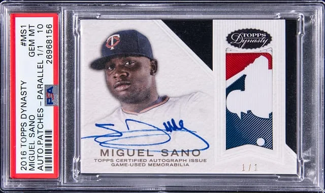 2016 Topps Dynasty Miguel Sano Autograph Patches-Parallel 1/1 #MS1 card image
