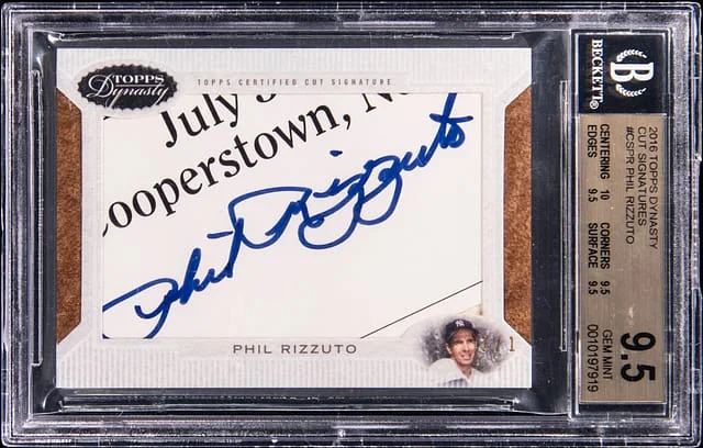2016 Topps Dynasty Phil Rizzuto Cut Signatures #CS-PR card image